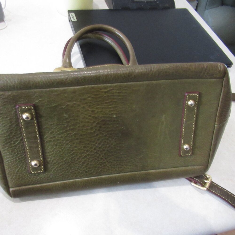 Dooney & Bourke olive green pebble Leather satchel purse handbag - Picture 2 of 12